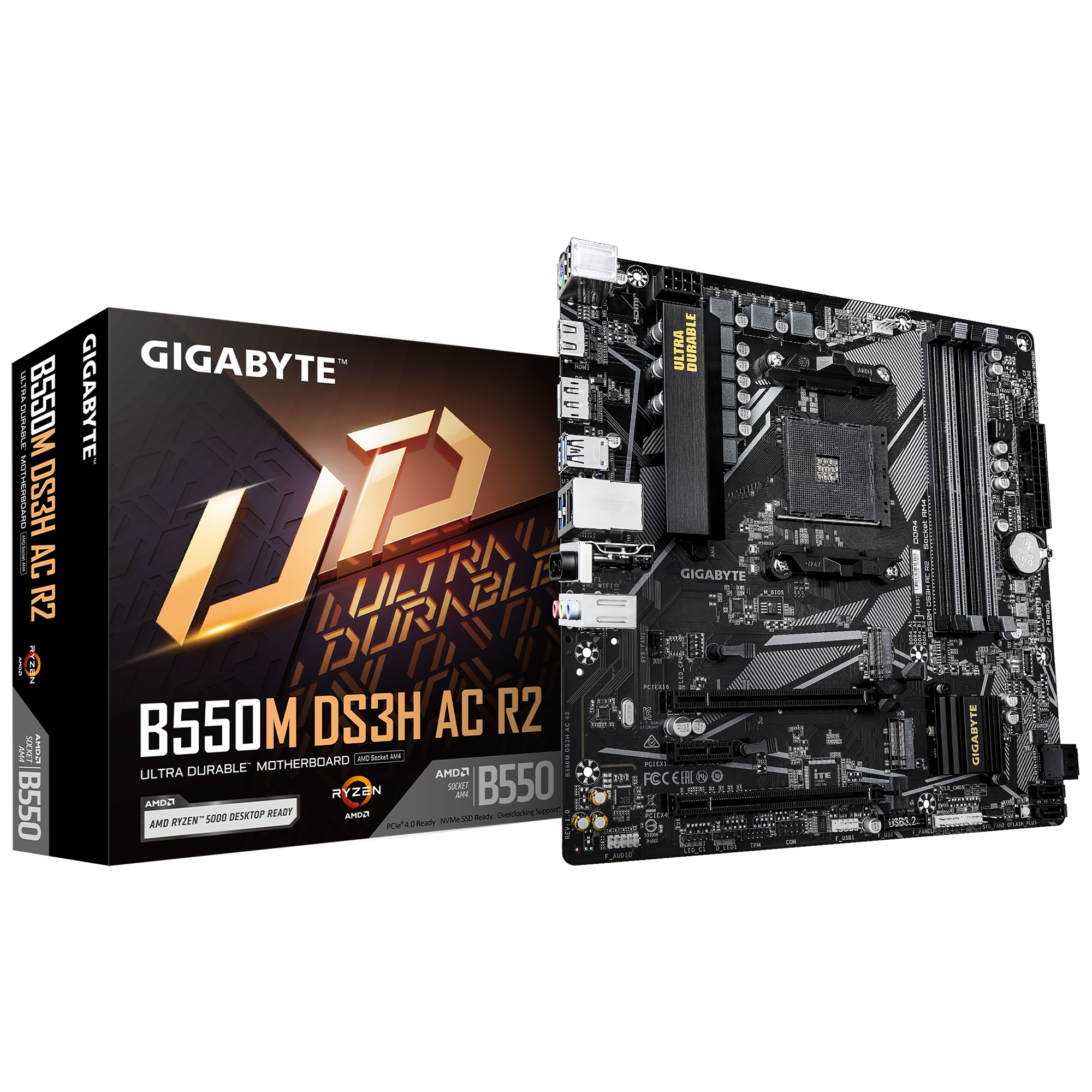 Дънна платка GIGABYTE B550M DS3H AC R2 Socket AM4