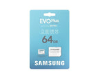 Samsung EVO Plus, microSDXC, UHS-I, 64GB Memory Card, Adapter