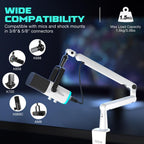 FIFINE BM88 White High-End Boom Arm Microphone Stand