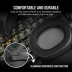 Gaming headset with microphone Corsair HS65 v2 Carbon wireless and Bluetooth PC/PS5/PS4, Black