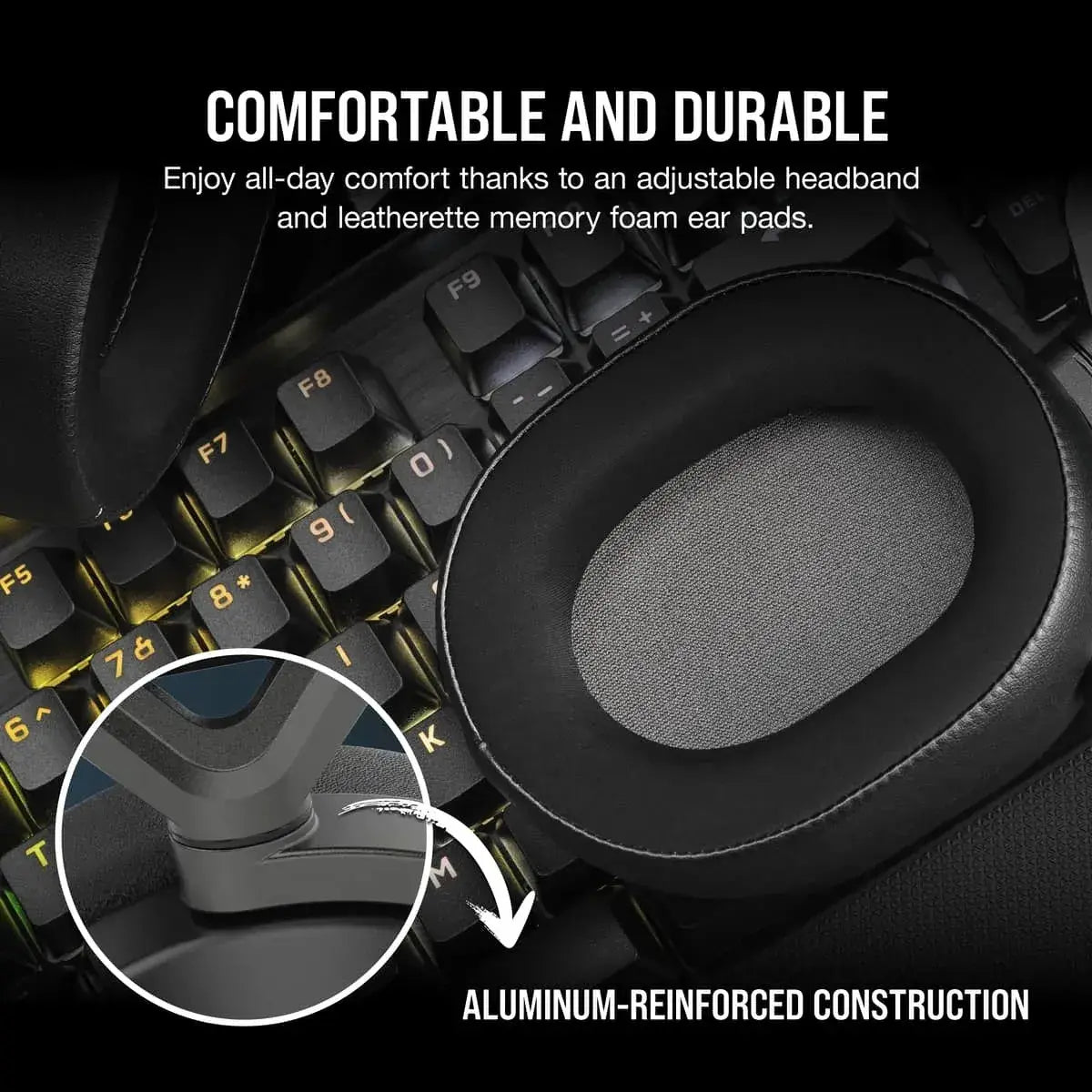 Геймърски слушалки с микрофон Corsair HS65 v2 Carbon безжични и блутут PC/PS5/PS4, Black