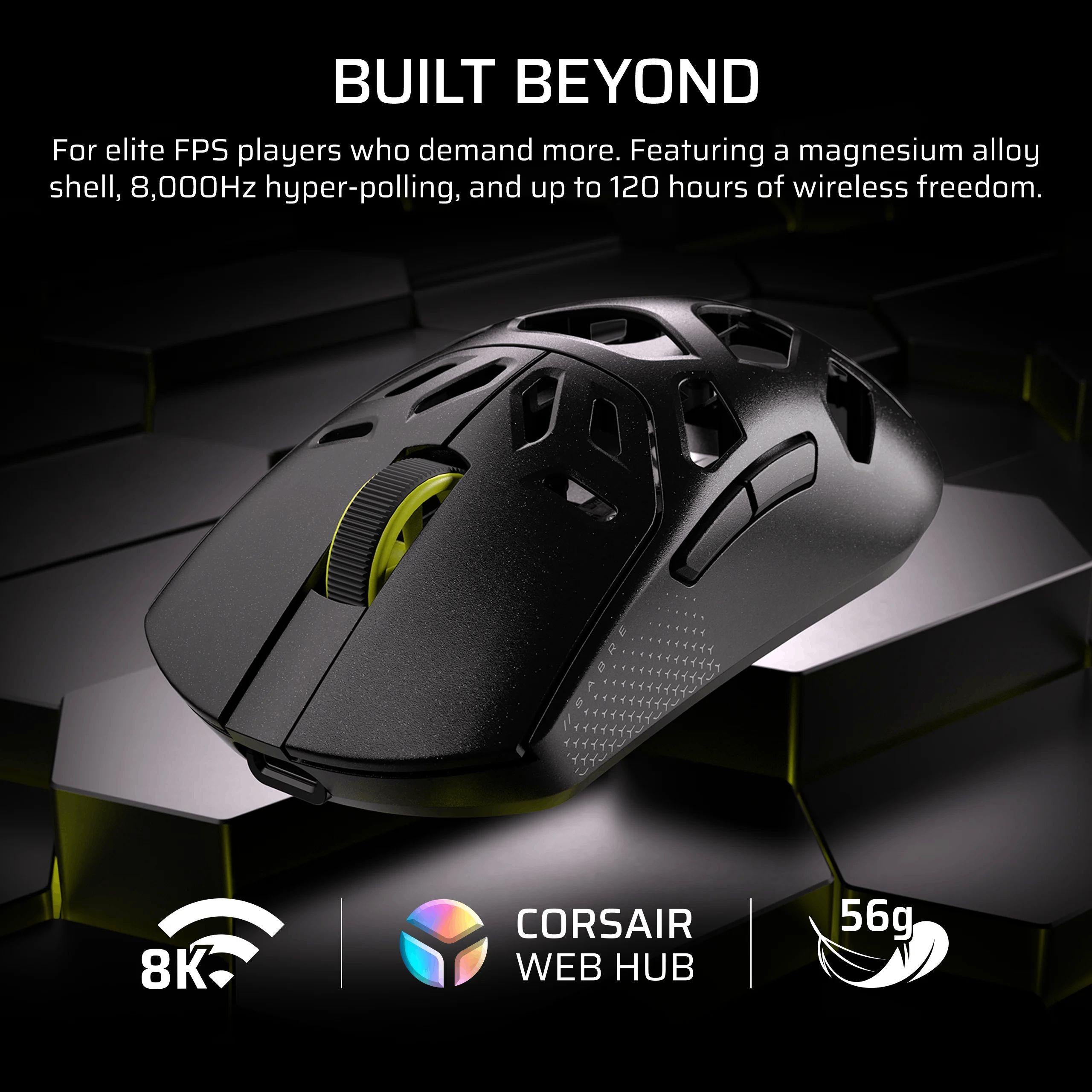 Геймърска безжична мишка Corsair Sabre v2 Pro Magnesium Alloy - Черен