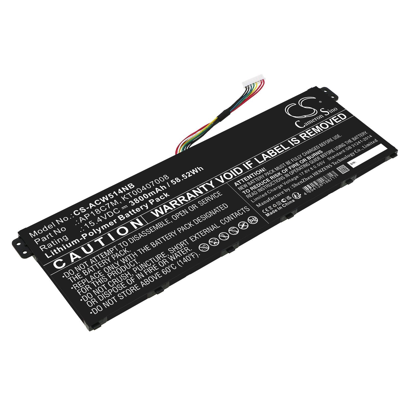 Батерия  за лаптоп  ACER ConceptD 3 CN316-73G-729B, Swift 3 SF313-52-507Z, TravelMate Spin P4, AP18C7M  LiPo 15.4V 3800 mAh CAMERON SINO