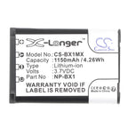 Battery for camera SONY NP-BX1 LiIon 3.7V 1150mAh Cameron Sino