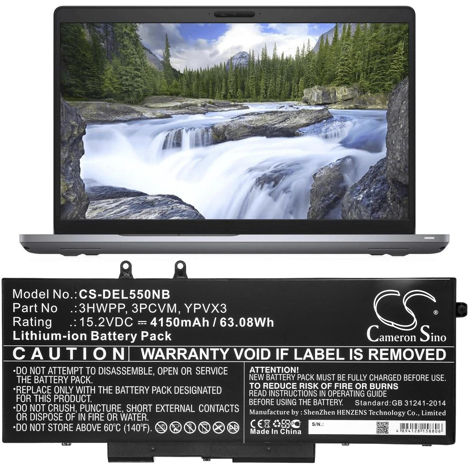 Батерия  за лаптоп DELL Latitude 14 5410, Latitude 15 5511 3HWPP 15.2V 4150mAh CAMERON SINO