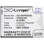 Mobile phone battery DORO 8035, DSB-0170 DBT-2500A LiPo 3.8V 2350mAh CAMERON SINO