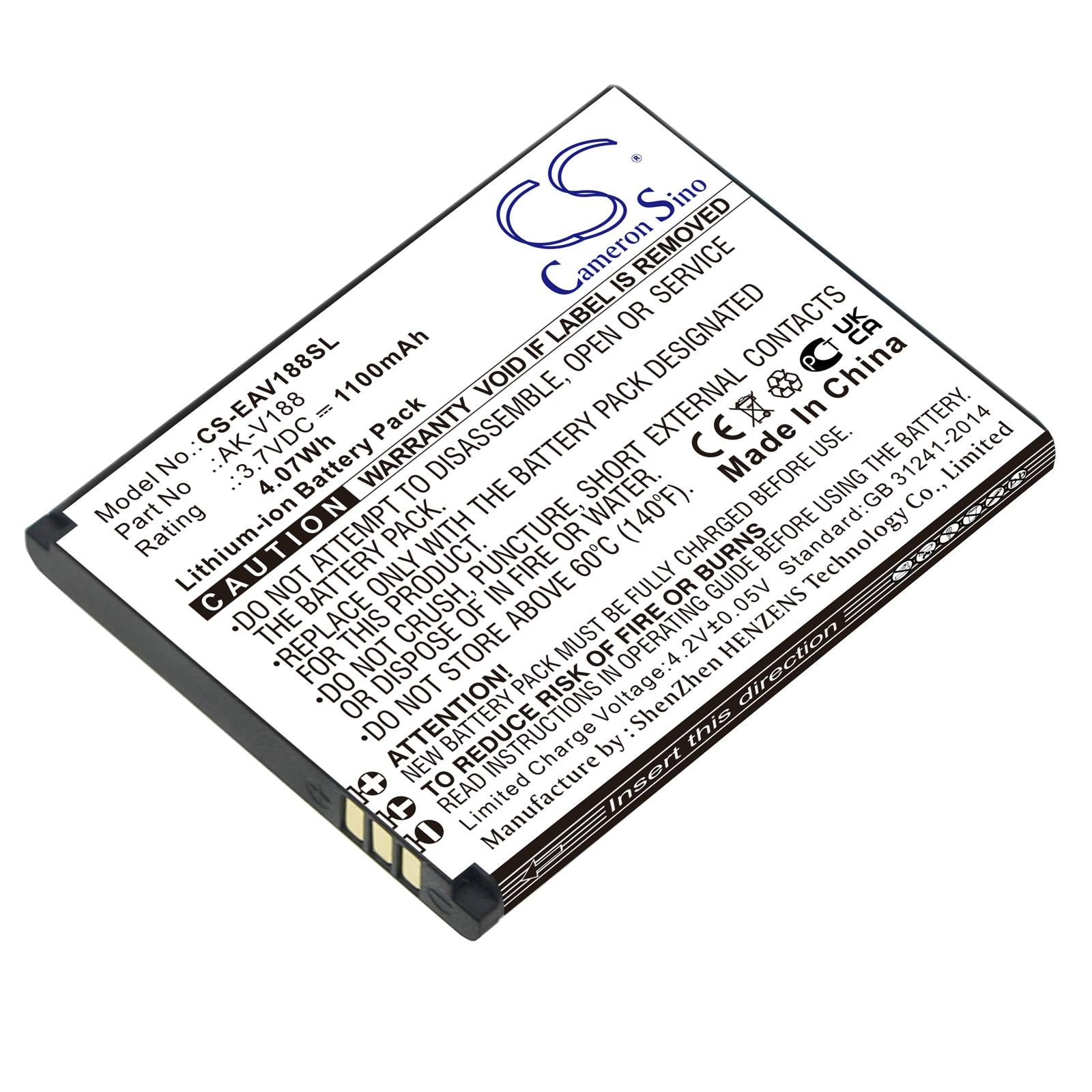 Батерия за мобилен телефон EMPORIA Touch Smart, Touch Smart 2, Touchsmart V188  AK-V188   LiIon 3,7V 1100mAh CAMERON SINO