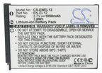Battery for NIKON EN-EL12 Li-Ion 3.7V 1050mAh Cameron Sino