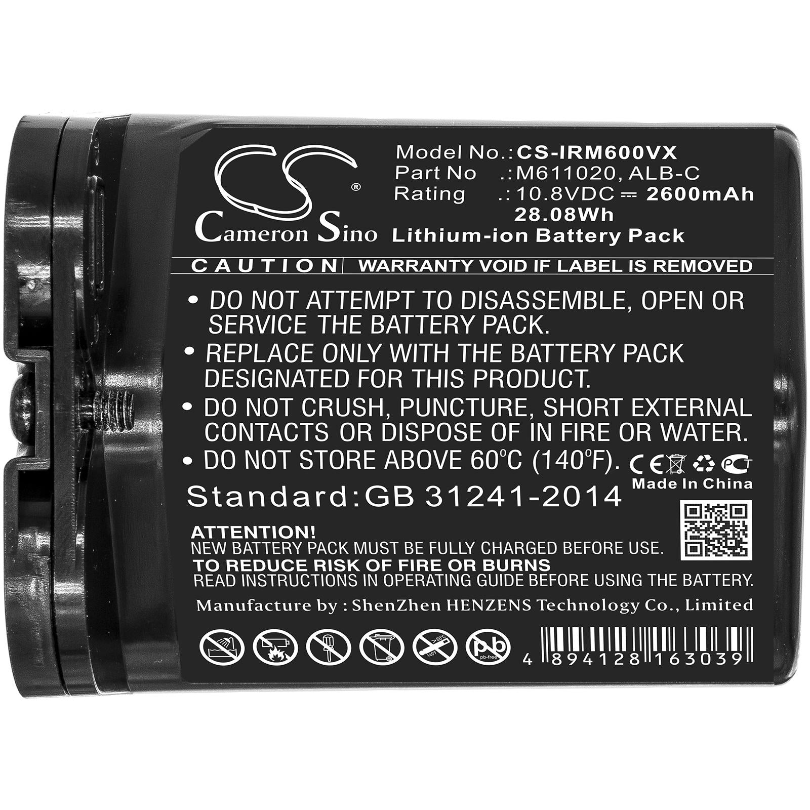 Батерия за прахосмукачка iRobot ADD-N1, Braava Jet M6, M611020 ABL-C  LiIon 10,8V 2600mAh CAMERON SINO