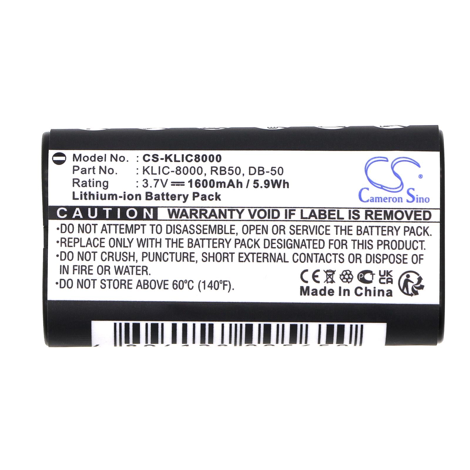 Батерия за фотоапарат  KODAK KLIC-8000 LiIon 3.7V  1600mAh Cameron Sino