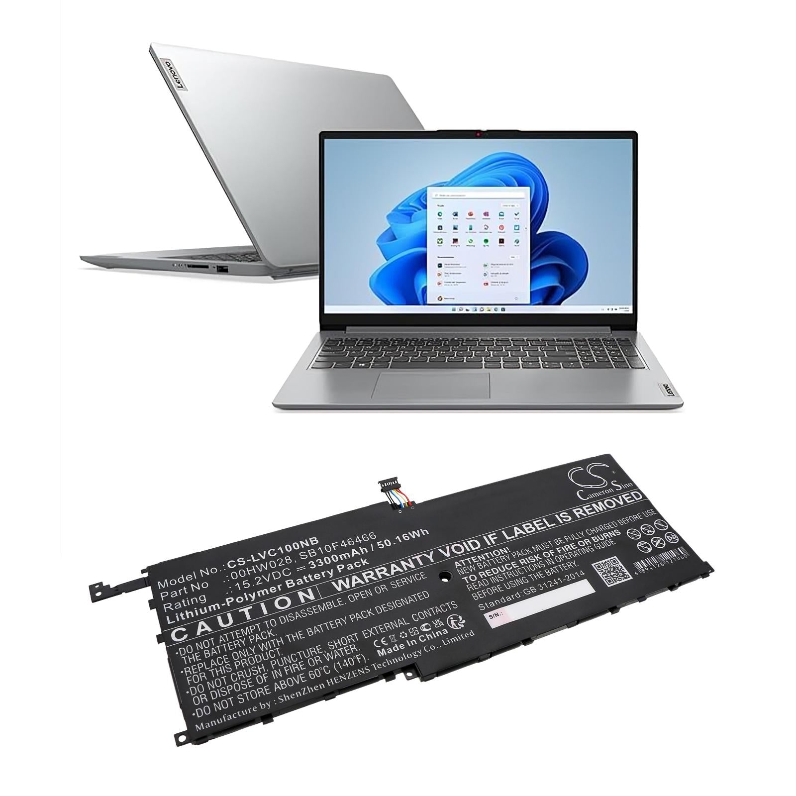 Батерия за лаптоп LENOVO ThinkPad X1 20FBS0L900, ThinkPad X1 Yoga 20FQA04TAU, 00HW028 LiPo 15.2V 3300 mAh CAMERON SINO