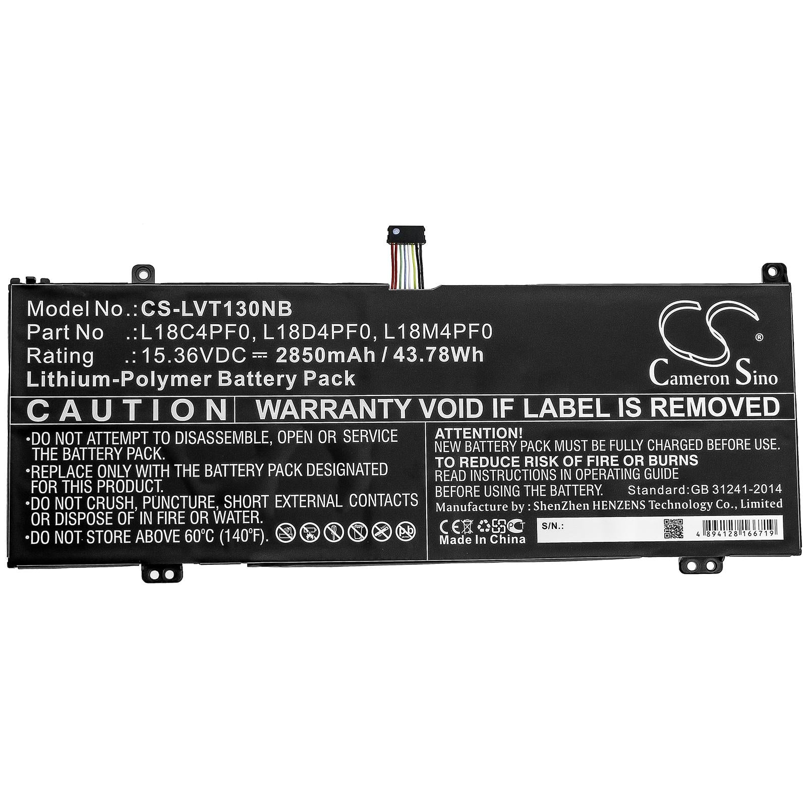 Батерия за лаптоп  LENOVO ThinkBook 13S-20R9005GSB, ThinkBook 14s-0RS002CAU   L18C4PF0  15.36V  2850 mAh CAMERON SINO