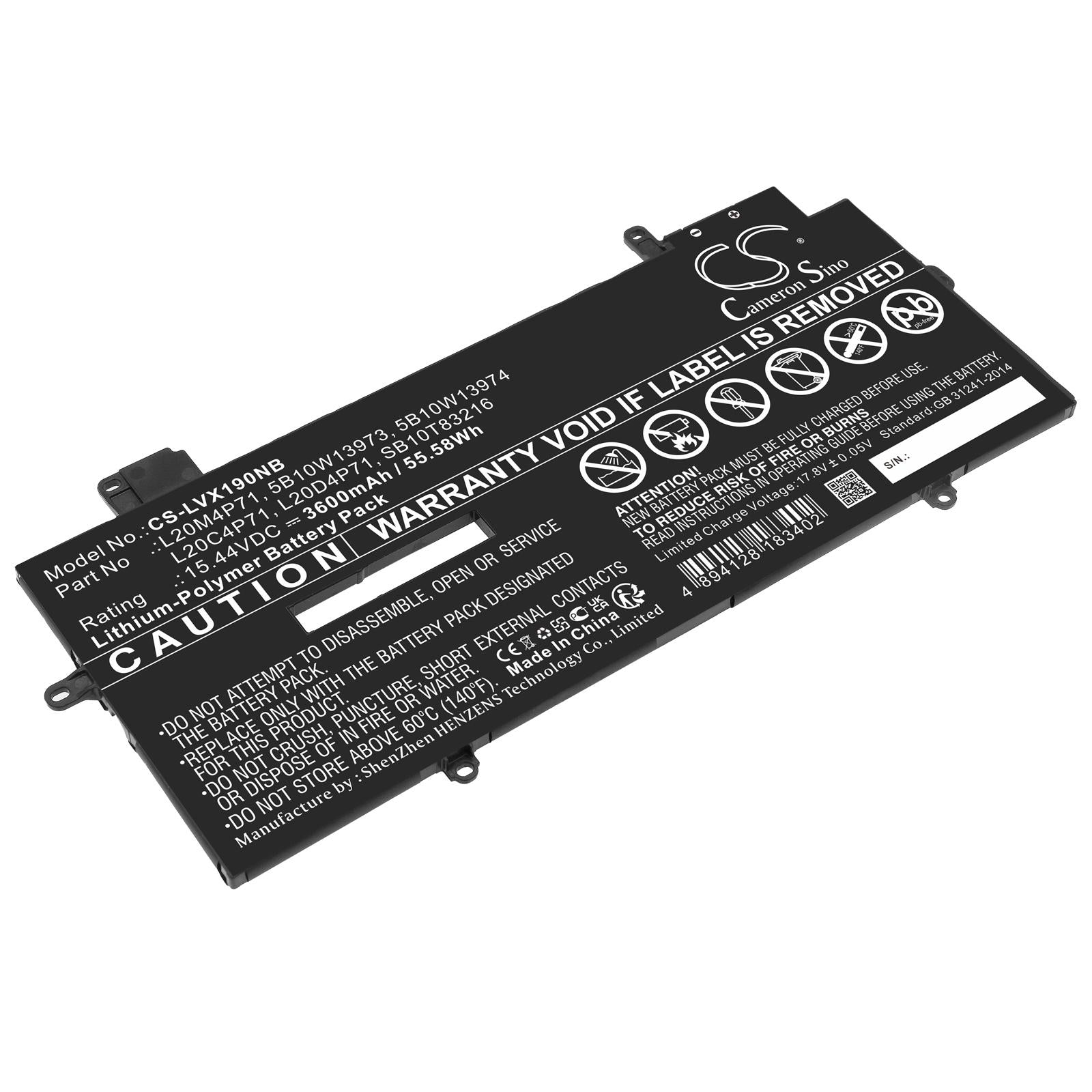 Батерия за лаптоп LENOVO ThinkPad X1 Carbon G9 20XW002DGE, ThinkPad X1 Carbon Gen 10 21CB004QIX, ThinkPad X1 Yoga Gen 6 20XY003BAT, L20C4P71 LiPO, 15.44V  3600 mAh CAMERON SINO