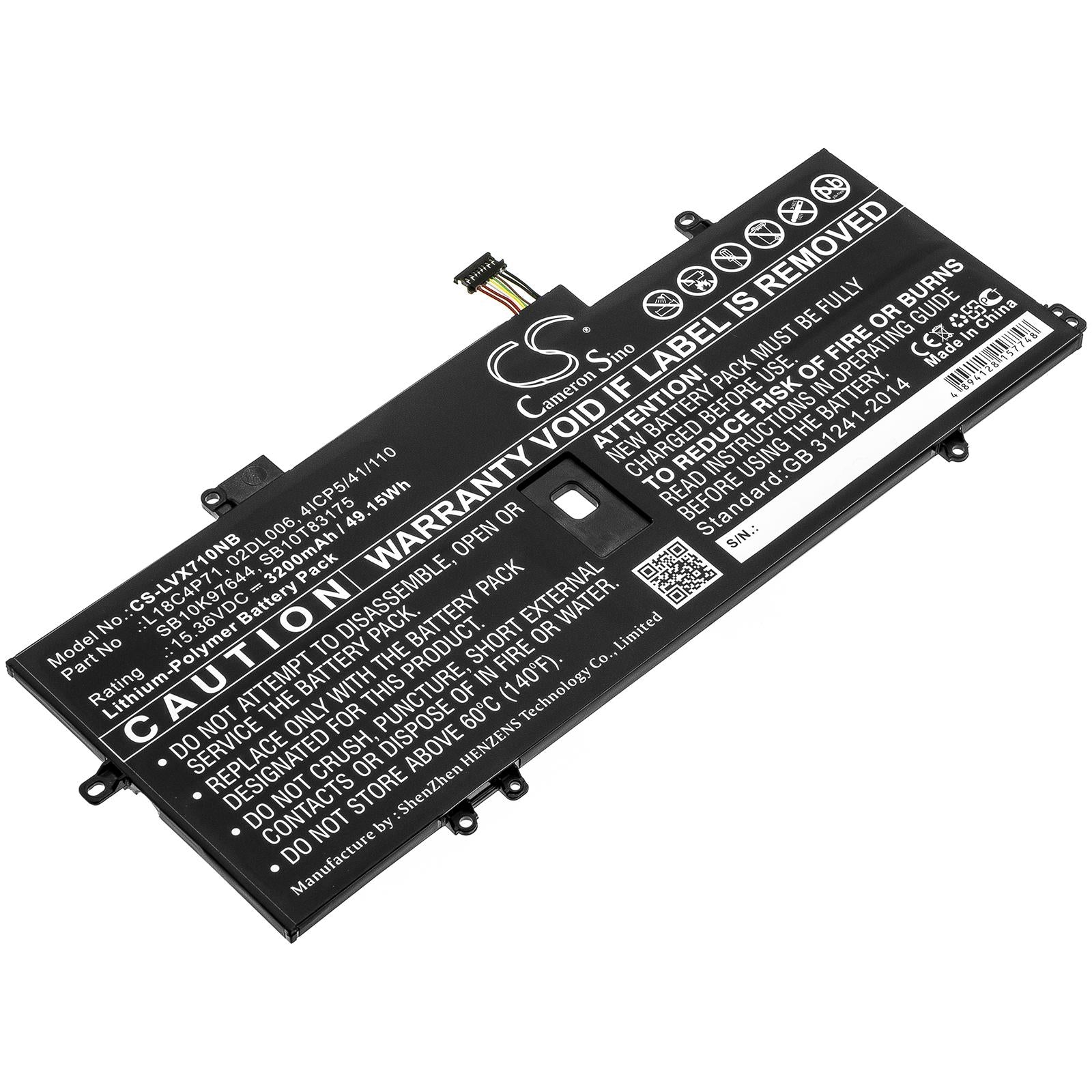 Батерия за лаптоп  LENOVO ThinkPad X1 Carbon 2019, Thinkpad X1 Yoga Gen 5-20ub0000ya, L18C4P71 LiPo 15.36V 3200mAh CAMERON SINO