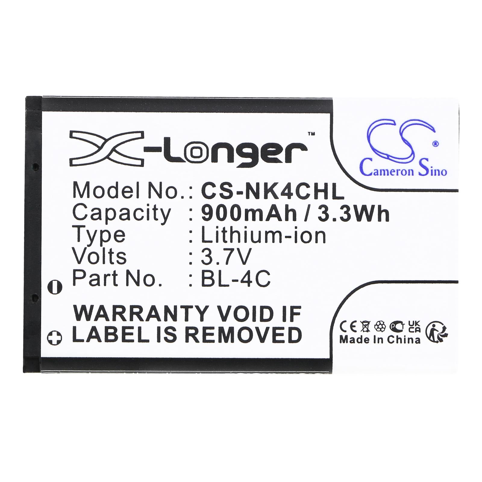 Батерия за мобилен телефон NOKIA 6100, 6200, 107, 108  BL-4C  LiIon 3,7V 900mAh CAMERON SINO