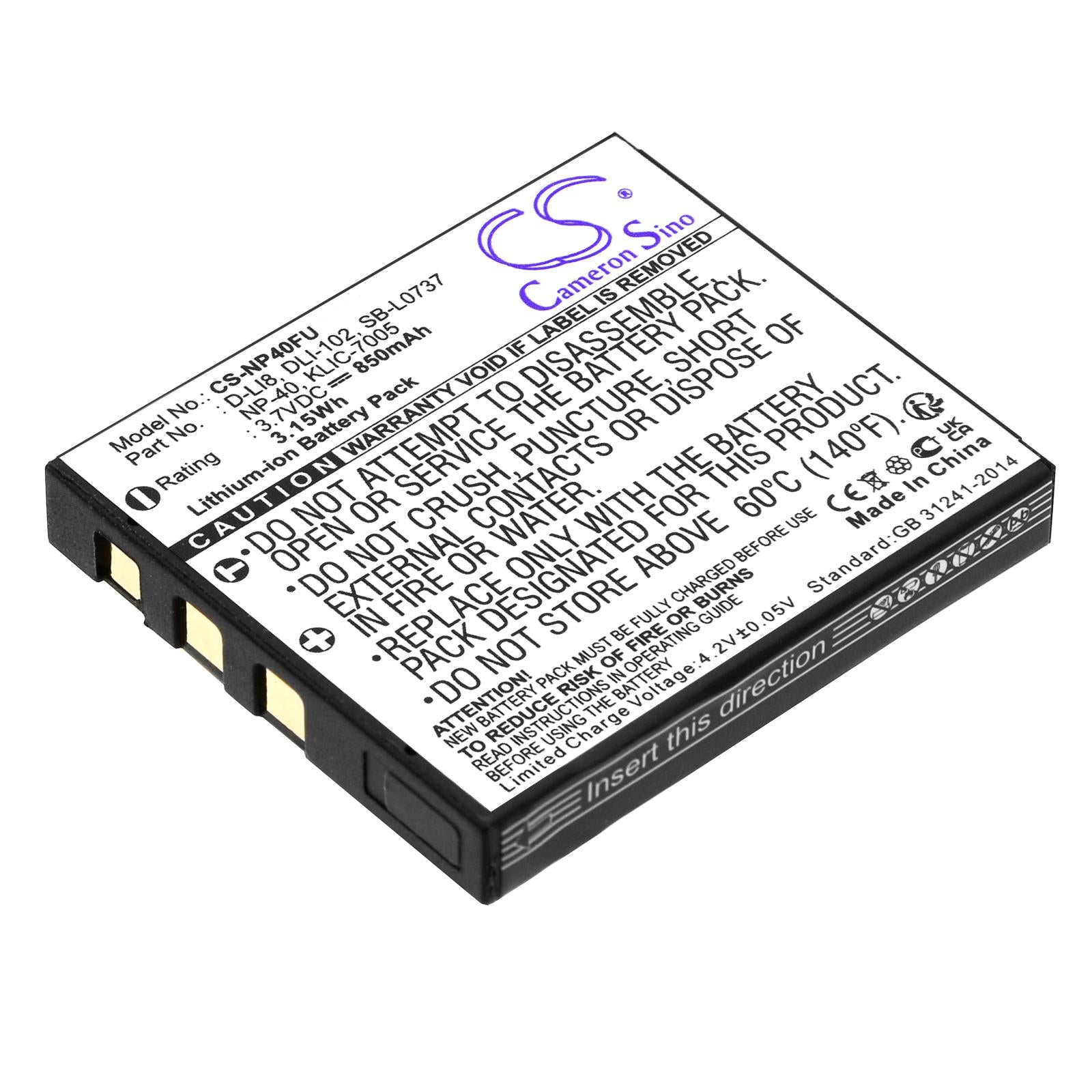 Батерия за фотоапарат FUJI NP40 Li-Ion 3.7V, 700MAH, Cameron Sino