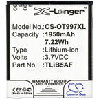 Mobile Phone Battery ALCATEL LinkZone MW40, MW40 CAB32E0000C1 LiIon 3.7V 1950mAh CAMERON SINO