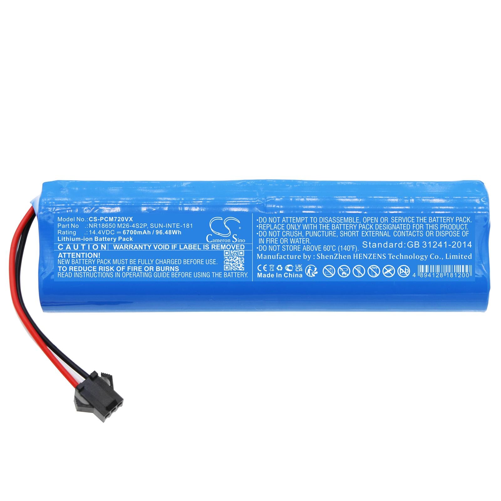 Батерия за прахосмукачка LENOVO Cleaner T1S pro, XIAOMI Roidmi Eve Plus  LiIon 14,4V 6700mAh CAMERON SINO