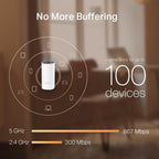 TP-Link Deco M4 AC1200 Whole Home Mesh Wi-Fi System, 2.4/5 GHz, 300 - 867 Mbps, Gigabit, 3-pack