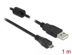 DeLock Cable, USB-A male - MicroUSB-B male, USB 2.0, 1 m, Black