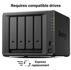 Synology DS925+ NAS, 4-bay, AMD Ryzen V1500B, 4GB DDR4 SODIMM