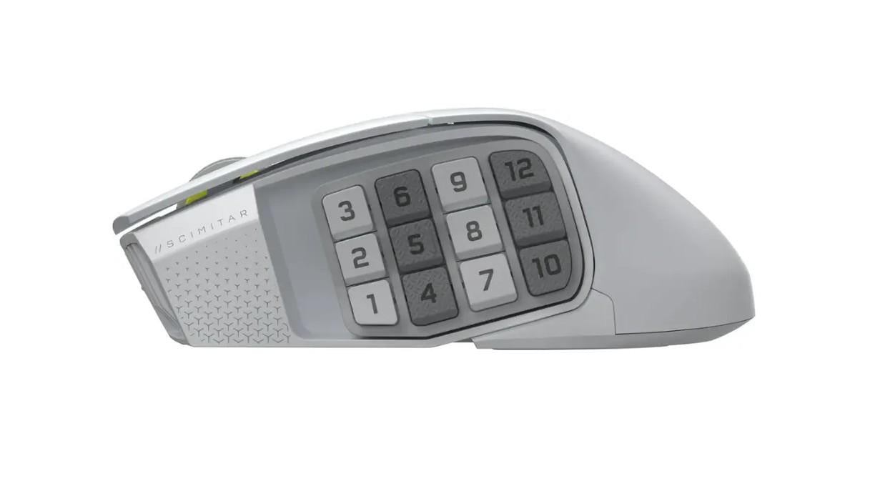 Геймърскa оптична мишка CORSAIR SCIMITAR ELITE WIRELESS SE White, 33000 DPI