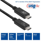 ACT USB-C to USB-C Cable, 1m / USB4, 20Gbps, 240W, USB-IF certified