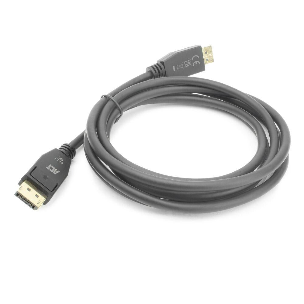ACT Кабел Display port 2.1 мъжко-мъжко,8К@60Hz,4k@240Hz, 3м, черен
