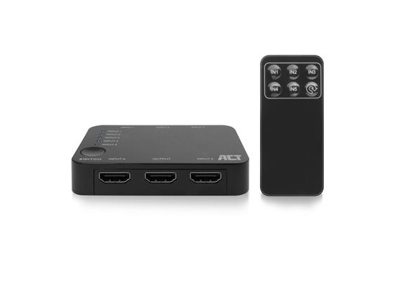 HDMI суич ACT AC7841, 5/1, 3D, 4K@60Hz, Черен