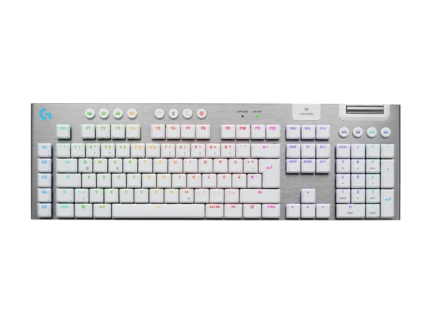 Безжична геймърска механична клавиатура Logitech G915X White Lightspeed - GL Tactile Switch