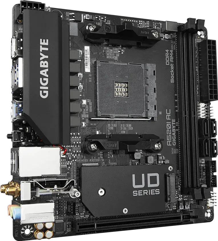 Дънна платка GIGABYTE A520I AC WIFI, Socket AM4, Mini-ITX
