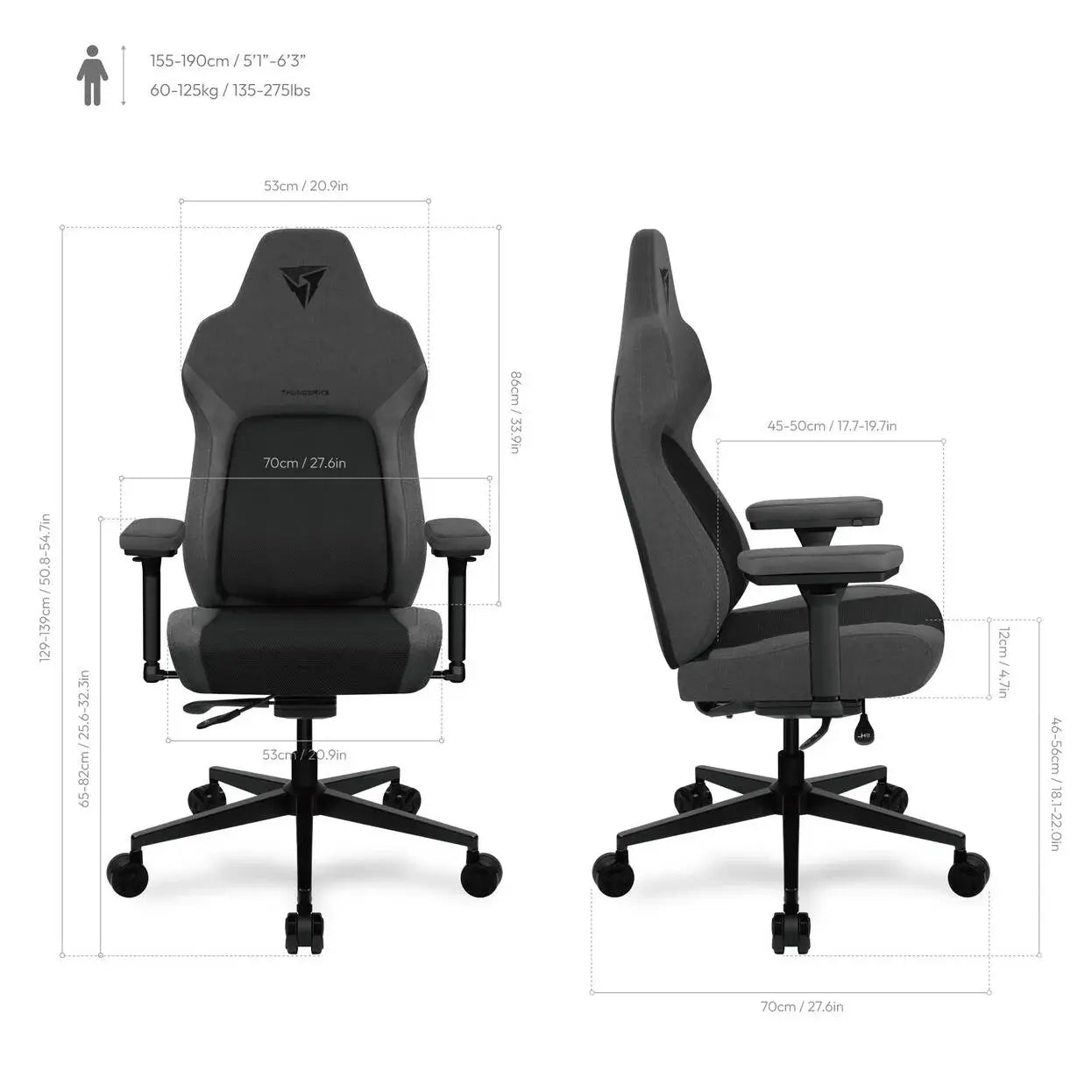 Геймърски стол ThunderX3 CORE Smart Ergonomic Mesh - Черен