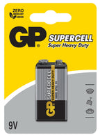Zinc Carbon Battery GP 6F22 /9V/ Supercell 1604E 1 pc shrink