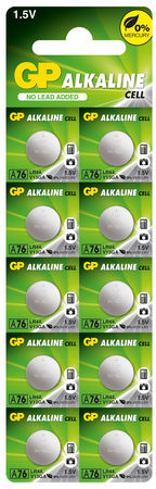 Button alkaline battery GP BATTERIES, GPA76, LR44, 1.55V, Price for 1 pc.