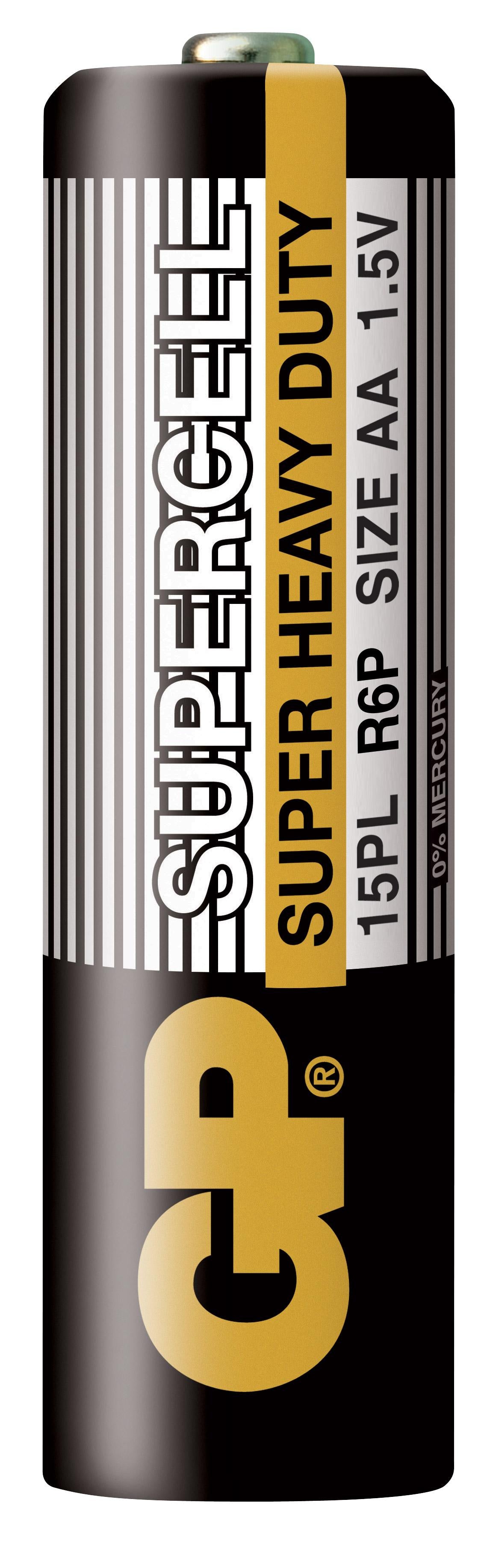 Цинк карбонова батерия GP  SUPERCELL, 15PL-S2, R6, 2 бр. в опаковка / shrink, 1.5V