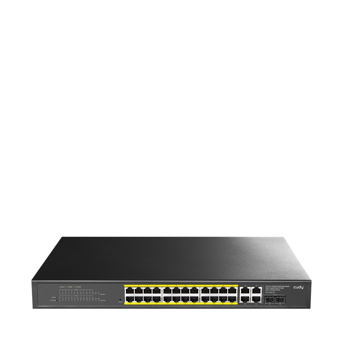 Суич Cudy GS1028EPS2, 24 портов, управляем Gigabit PoE+, 2x Gigabit SFP, 4× Uplink