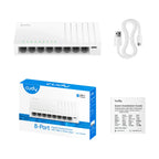 Cudy GS108U Switch, 8-Port 10/100/1000 Mbps RJ45, USB-C - White