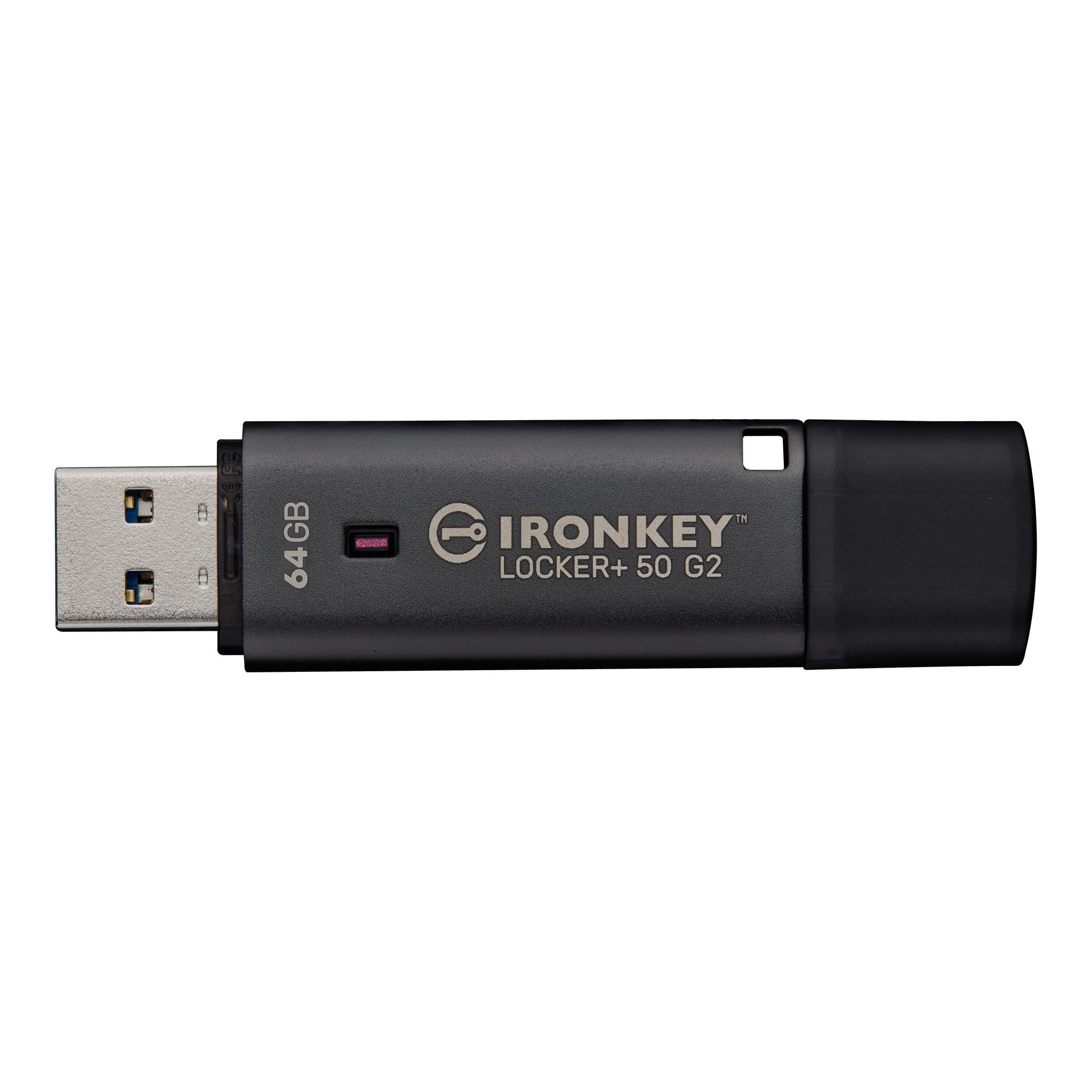 USB памет KINGSTON IronKey Locker+ 50 G2 - 64GB, XTS-AES 256-bit