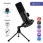 FIFINE K658 Dynamic RGB Desktop Microphone - Black