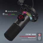 FIFINE K658 Dynamic RGB Desktop Microphone - Black