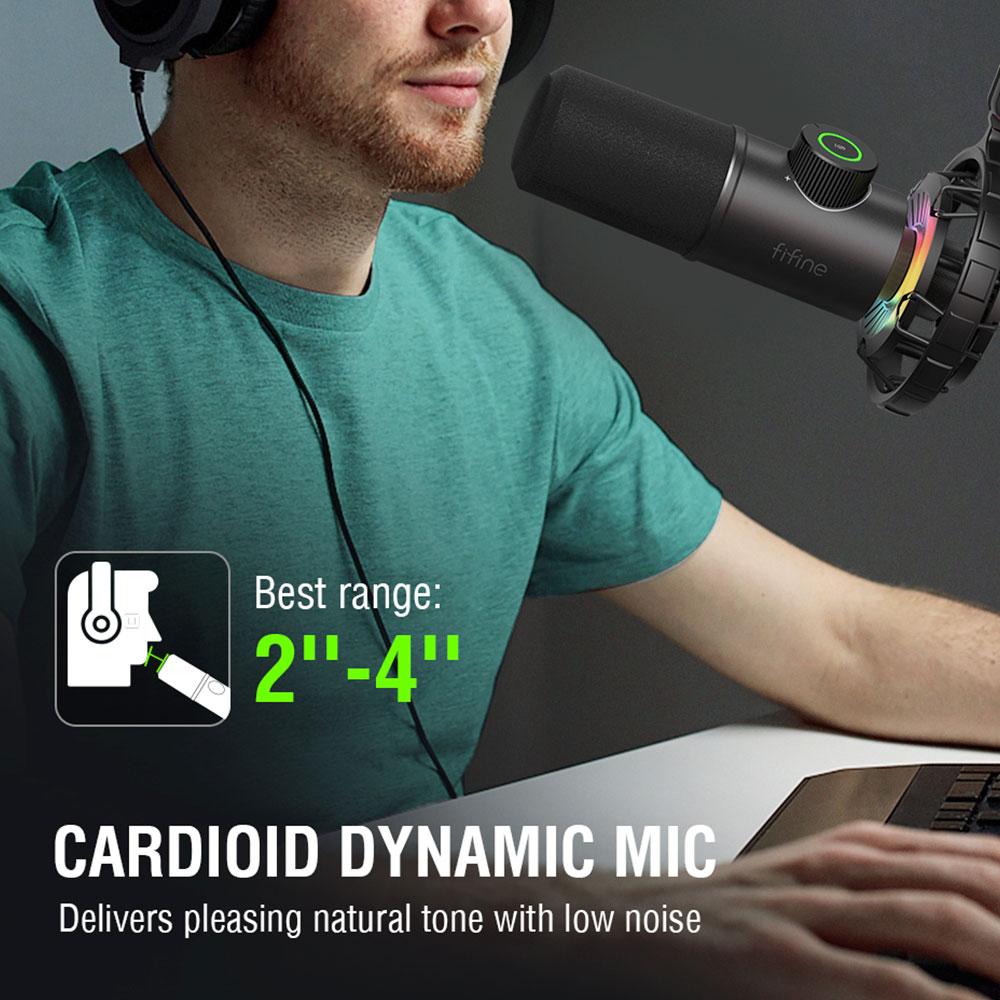Настолен микрофон FIFINE K658 Dynamic RGB - Black