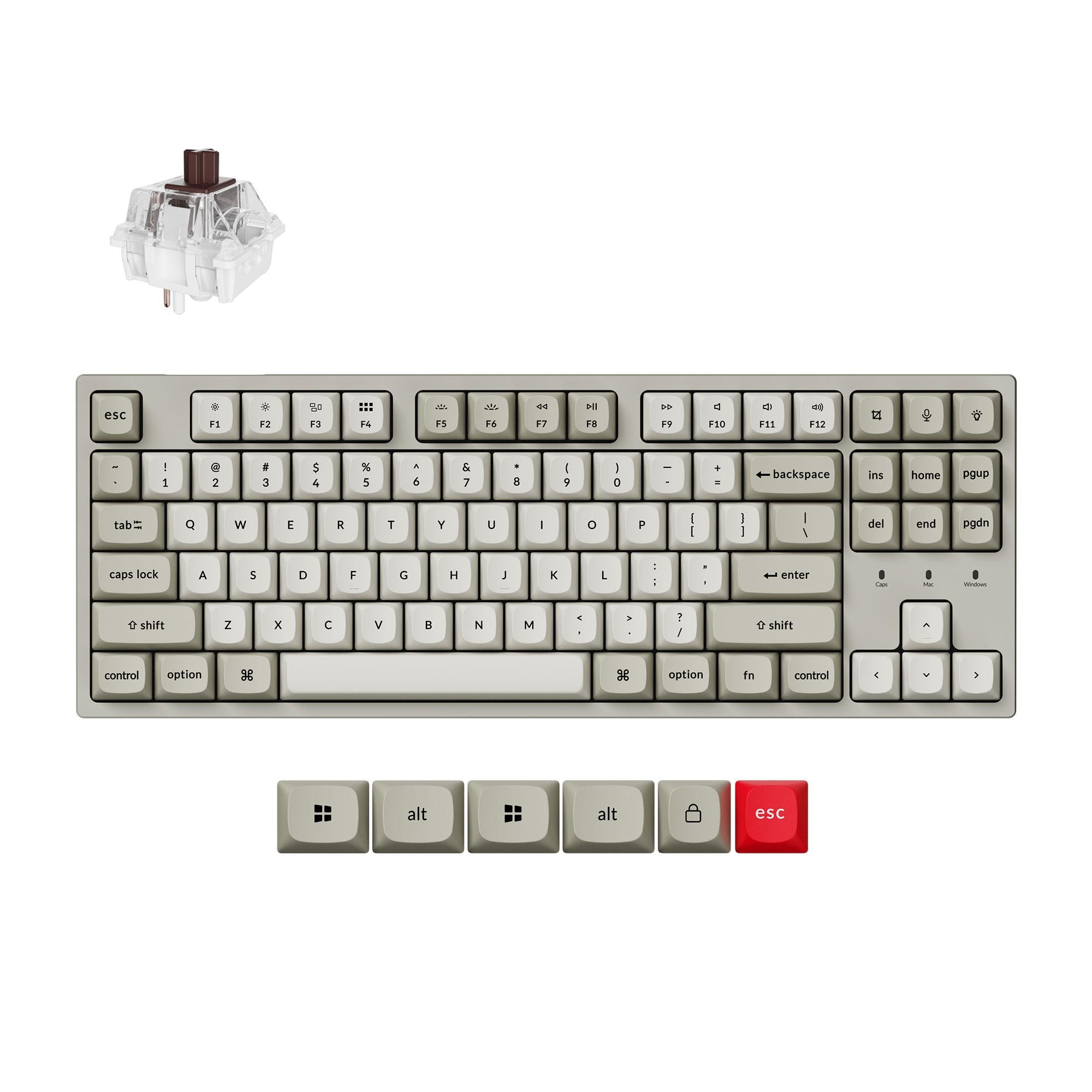 Геймърска Механична клавиатура Keychron C1 Pro 8K QMK - Super Brown Switch
