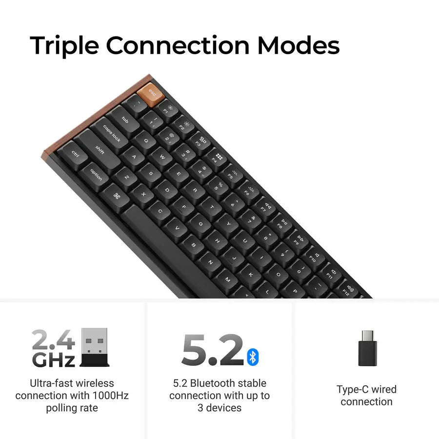 Keychron K3 MAX SE Black QMK/VIA Wireless Mechanical Keyboard - Milk POM Red Switch