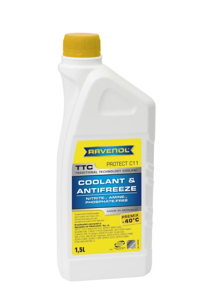 Антрифиз RAVENOL G11/G48, 1,5L, жълт, готов за употреба