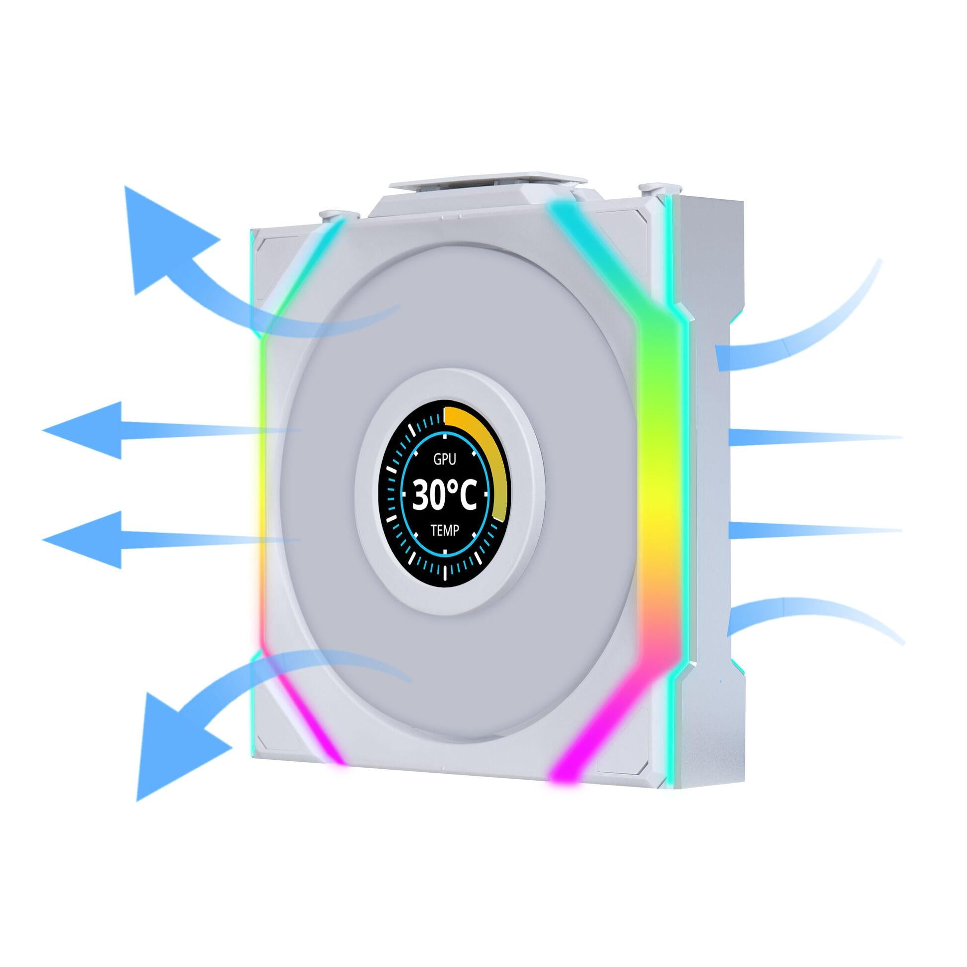 Вентилатор Lian Li UNI FAN SL Wireless LCD Reverse Blade ARGB PWM - 120 mm Бял