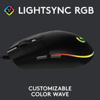 Gaming Mouse Logitech G203, Optical (8000 dpi), USB, RGB, Black