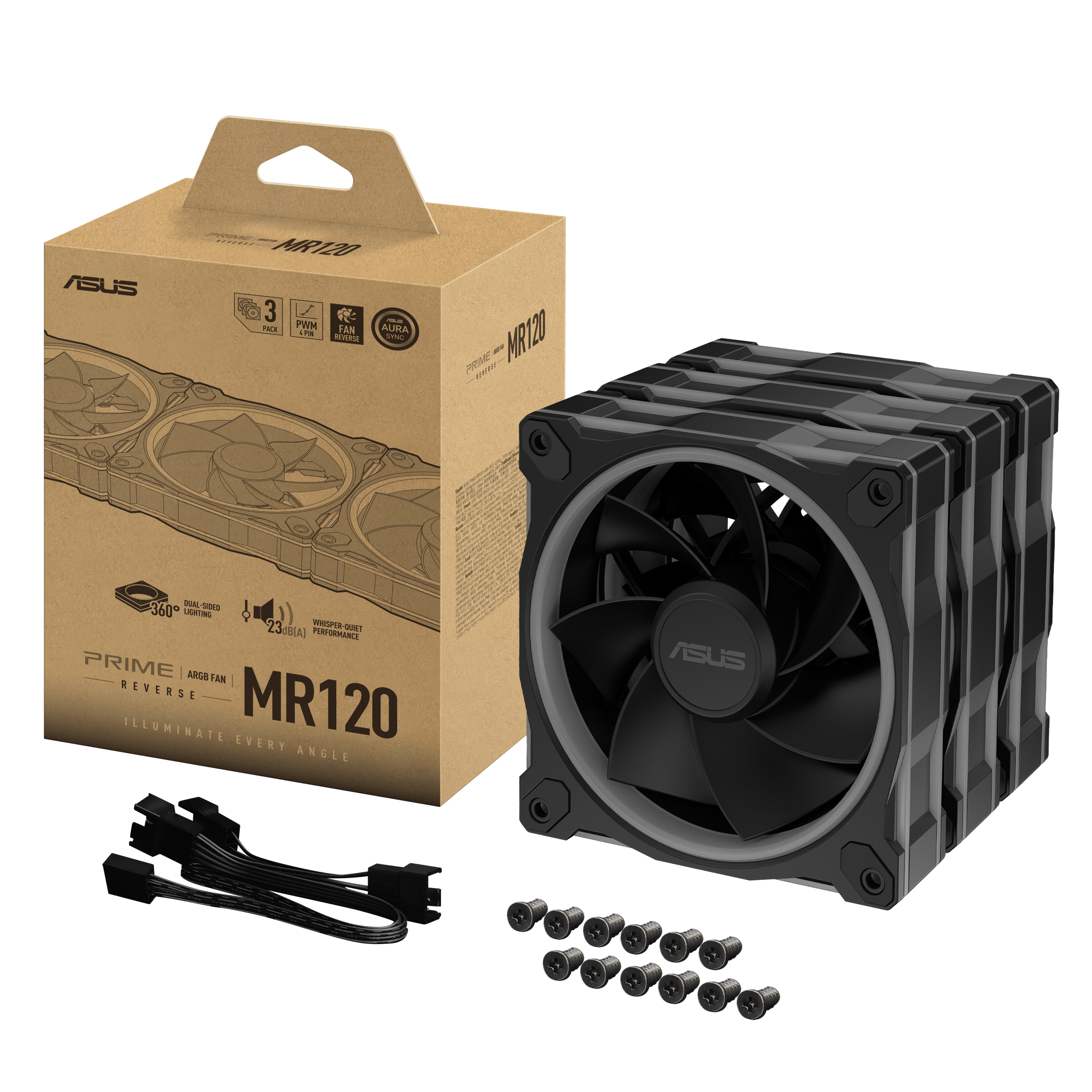 ASUS PRIME MR120 ARGB Reverse Black Edition 3-in-1 Fan Kit