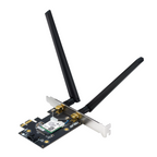 ASUS PCE-BE6500 WiFi 7 PCI-e Wireless Adapter with two external antennas and Bluetooth 5.4