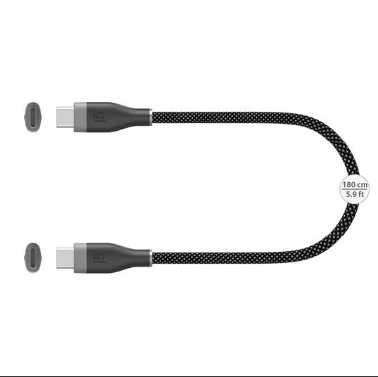 j5create Кабел USB-C мъжко– USB-C мъжко, 60 W, 1.8 m, черен