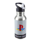 Paladone Water Bottle: PlayStation - Heritage Metal Water Bottle with Straw - 480ml